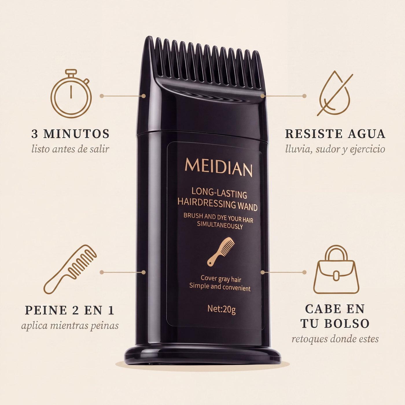 Diagrama de los cuatro beneficios de la barra cubre canas